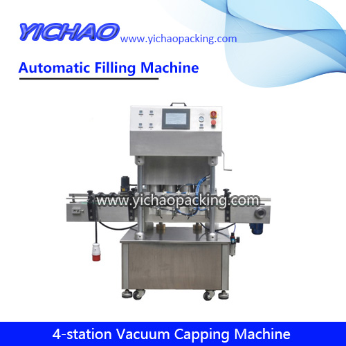 Fully Automatic 4-station Capper Vacuum Bottle Sealing Screw Capping Machine