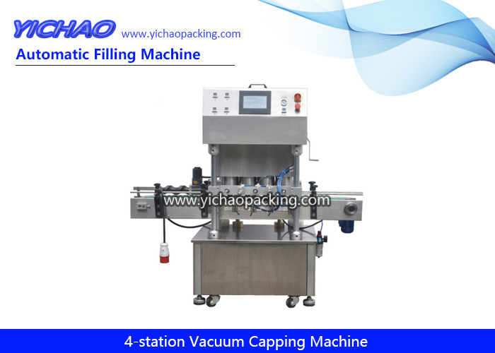 Fully Automatic 4-station Capper Vacuum Bottle Sealing Screw Capping Machine